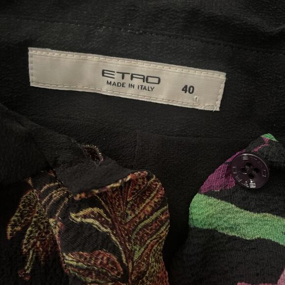ETRO Shirt Dress 40 S 4 Coat Silk Floral Mini Cocktail Multi Collared Button Up - Picture 7 of 8